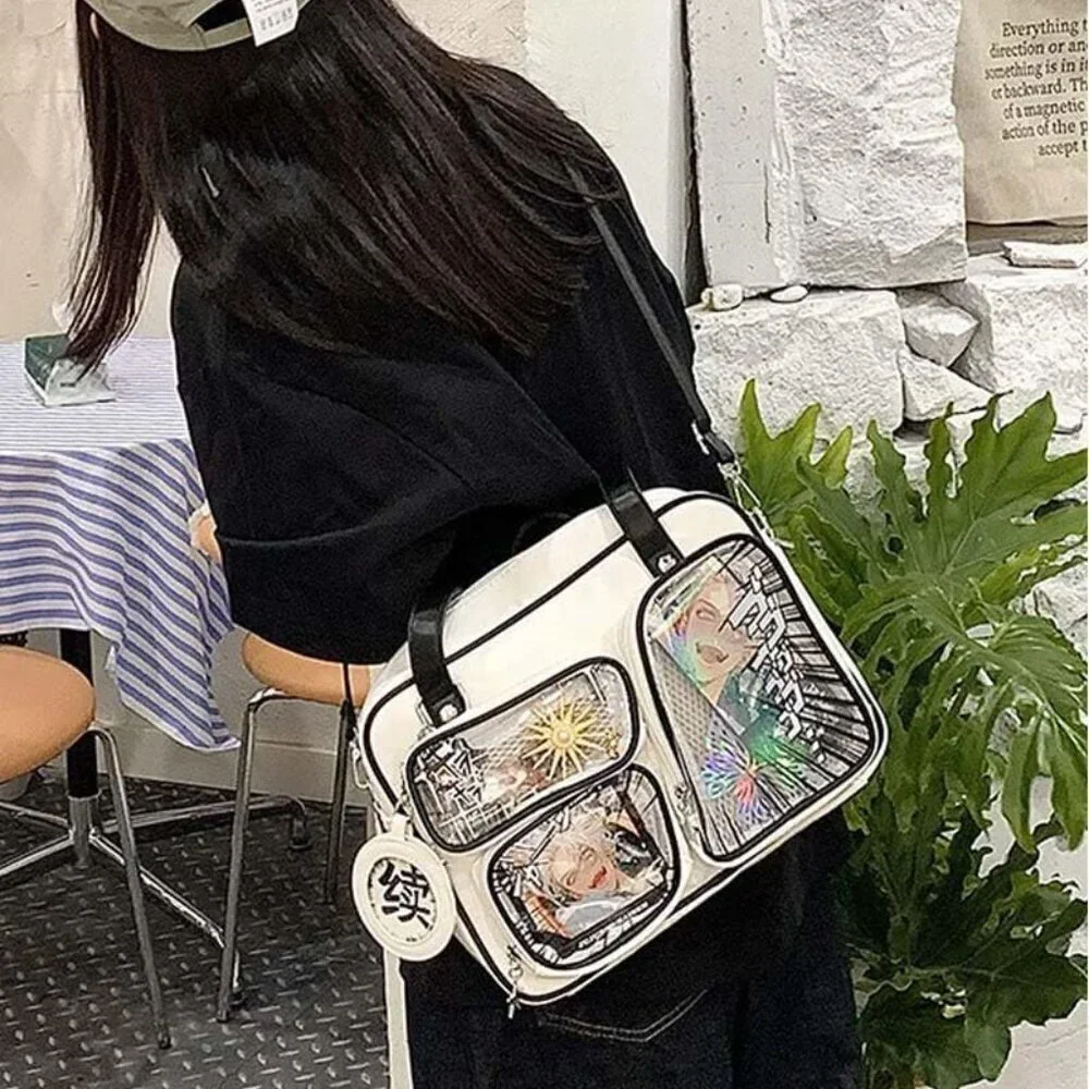Anime Ita Bag PU Leather Large Capacity Display Pocket Shoulder Handbag
